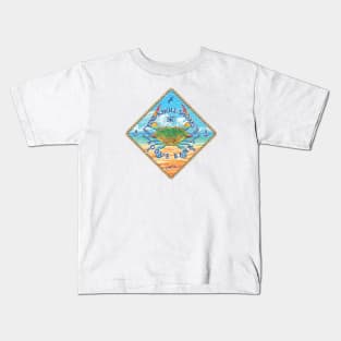 Pine Knoll Shores, Bogue Banks, North Carolina with Blue Crab on Beach Kids T-Shirt